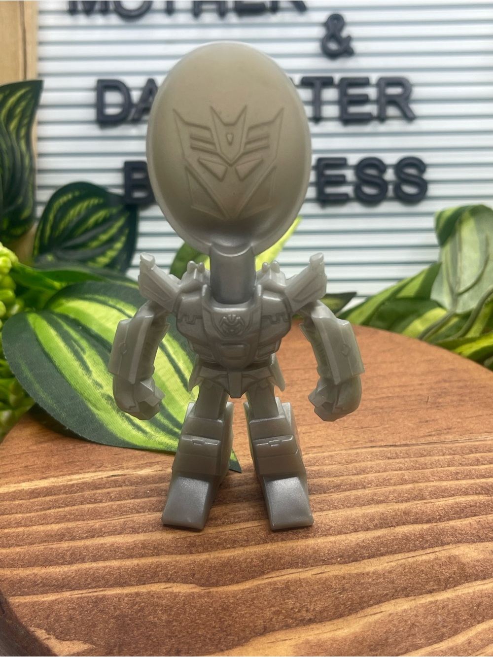 Sonic 2023 Transformers Decepticon Gray Robot Kids Meal Toy Figure Spoon